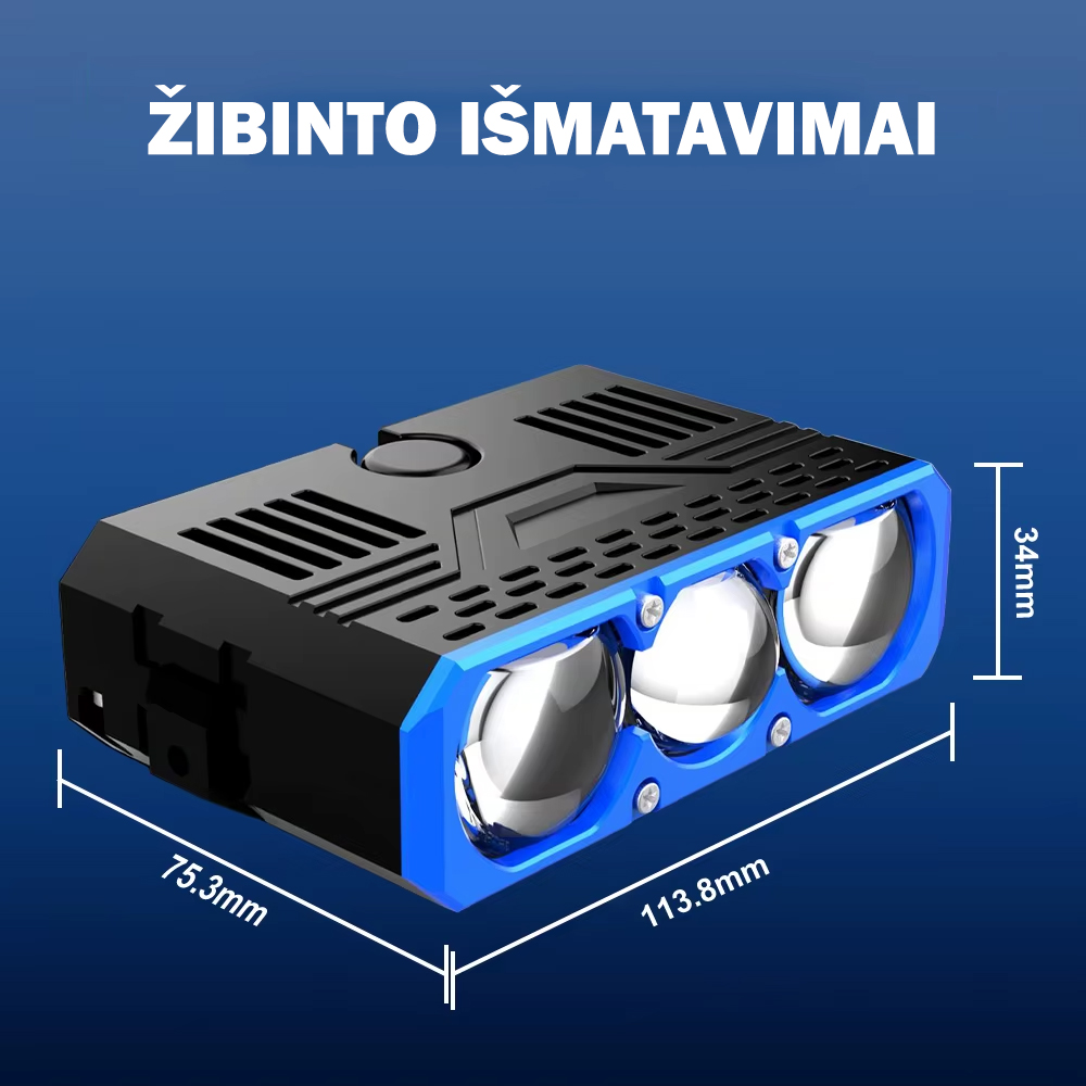 XENPLUS GM02 Laser LED žibintas 6000K automobiliui išmatavimai