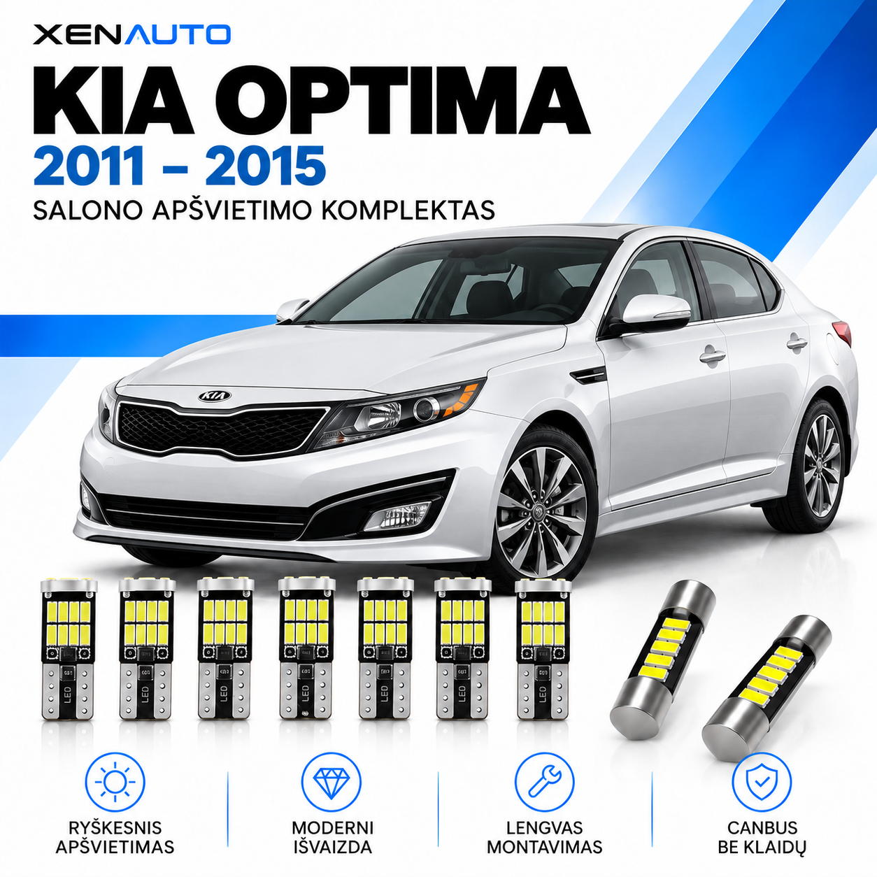 Kia Optima LED salono apšvietimo komplektas