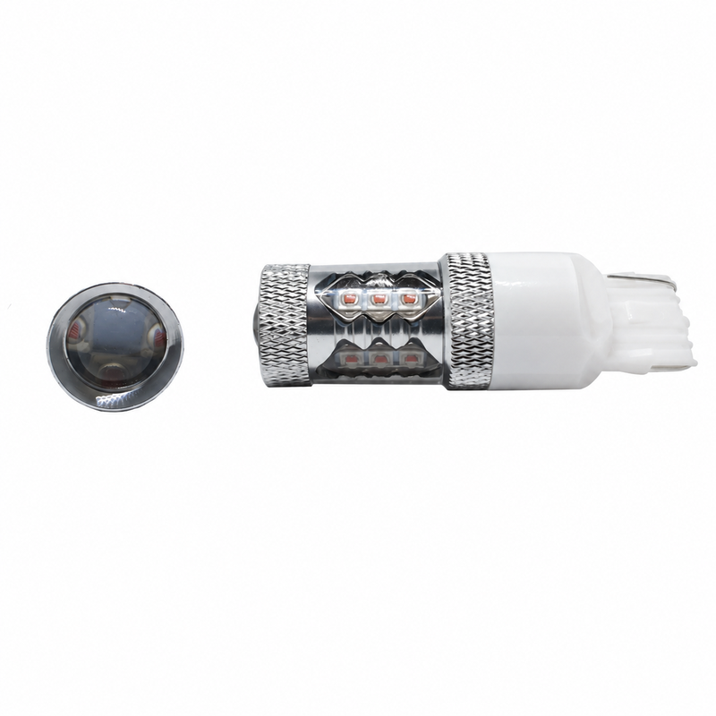 T20 7440 80W geltona LED lemputė iš šono su priekiniu šviesos lęšiu
