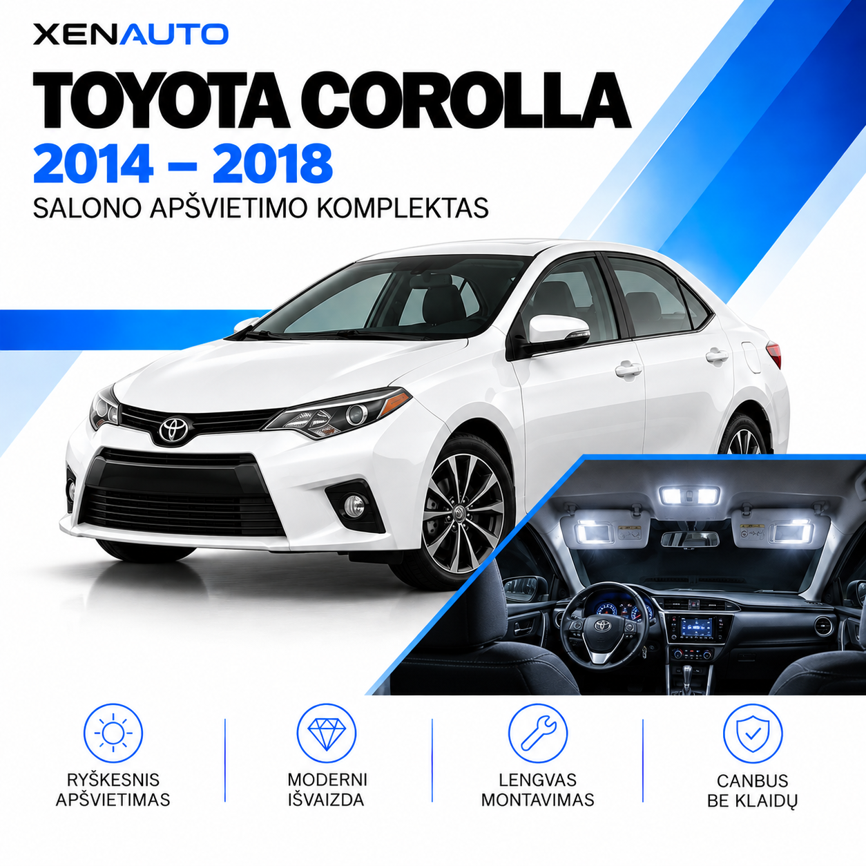 Toyota Corolla LED apšvietimo komplektas