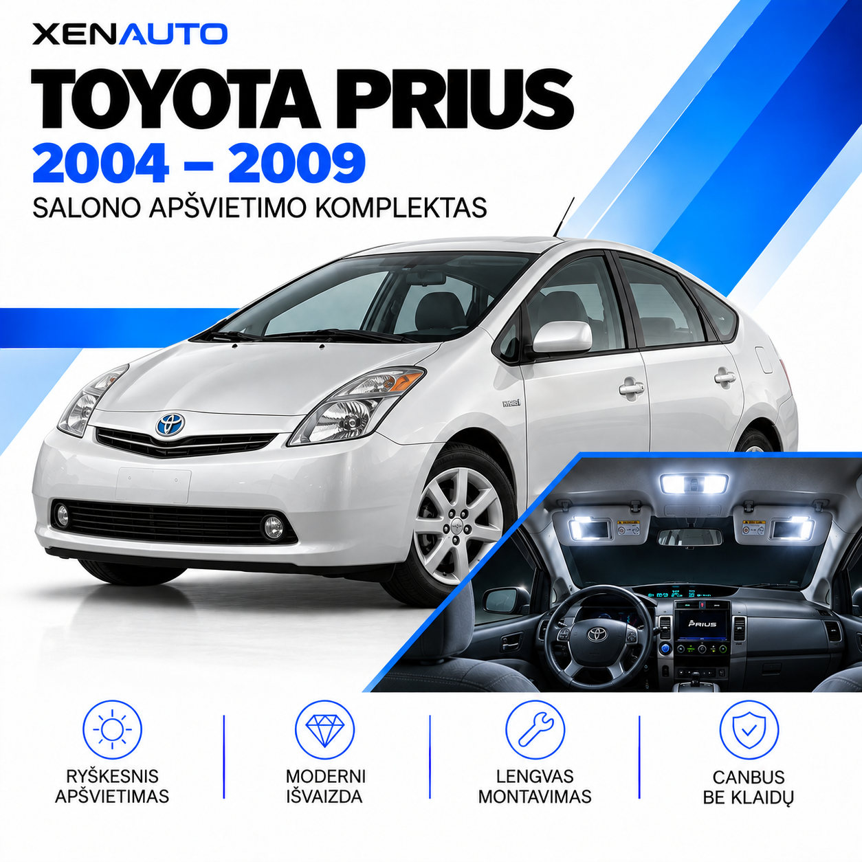 Toyota Prius LED salono lemputės 2004–2009