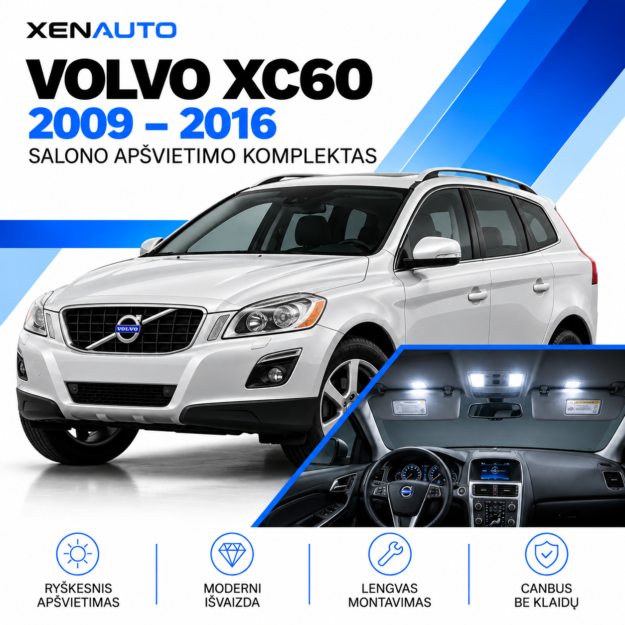 Volvo XC60 LED salono lemputės 2009–2016